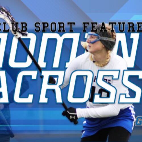 Women's Lacrosse athlete reaches for a pass against Oakland player.